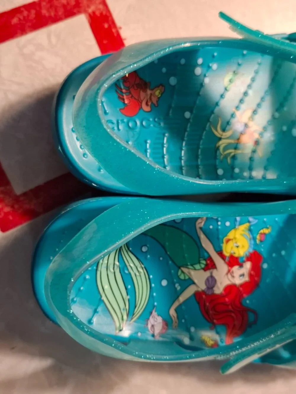 Crocs 12 Disney The Little Mermaid Ariel Isabella Glitter Teal Jelly Sandals